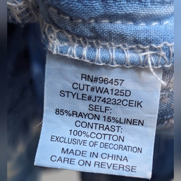 UPCYCLED hand dyed Indigo linen/rayon top Size M - Picture 5 of 6